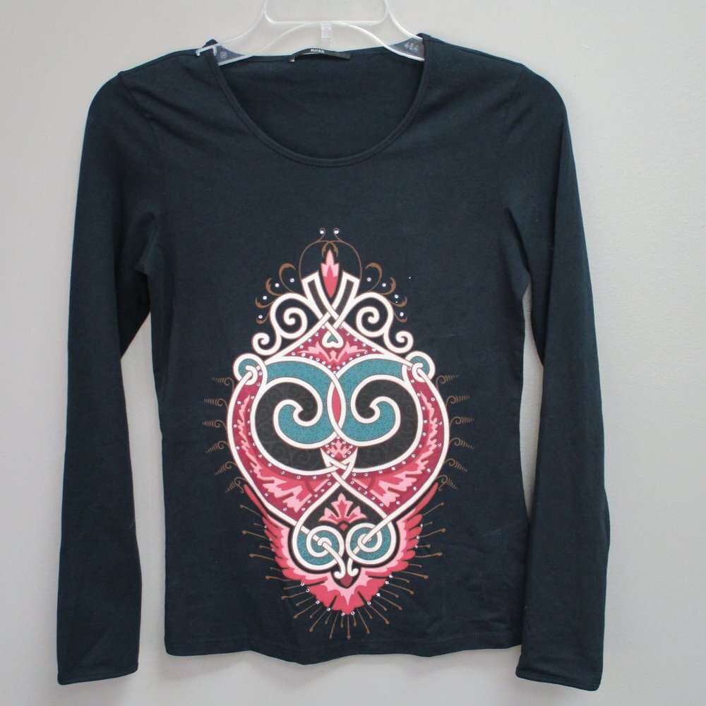 Womens Hugo Boss Black T Shirt Long Sleeve XS